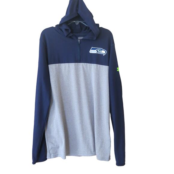 NFL COMBINE AUTHENTIC Seattle Seahawks Hoodie Youth XL 1/4 Zip Blue Football - Picture 1 of 7